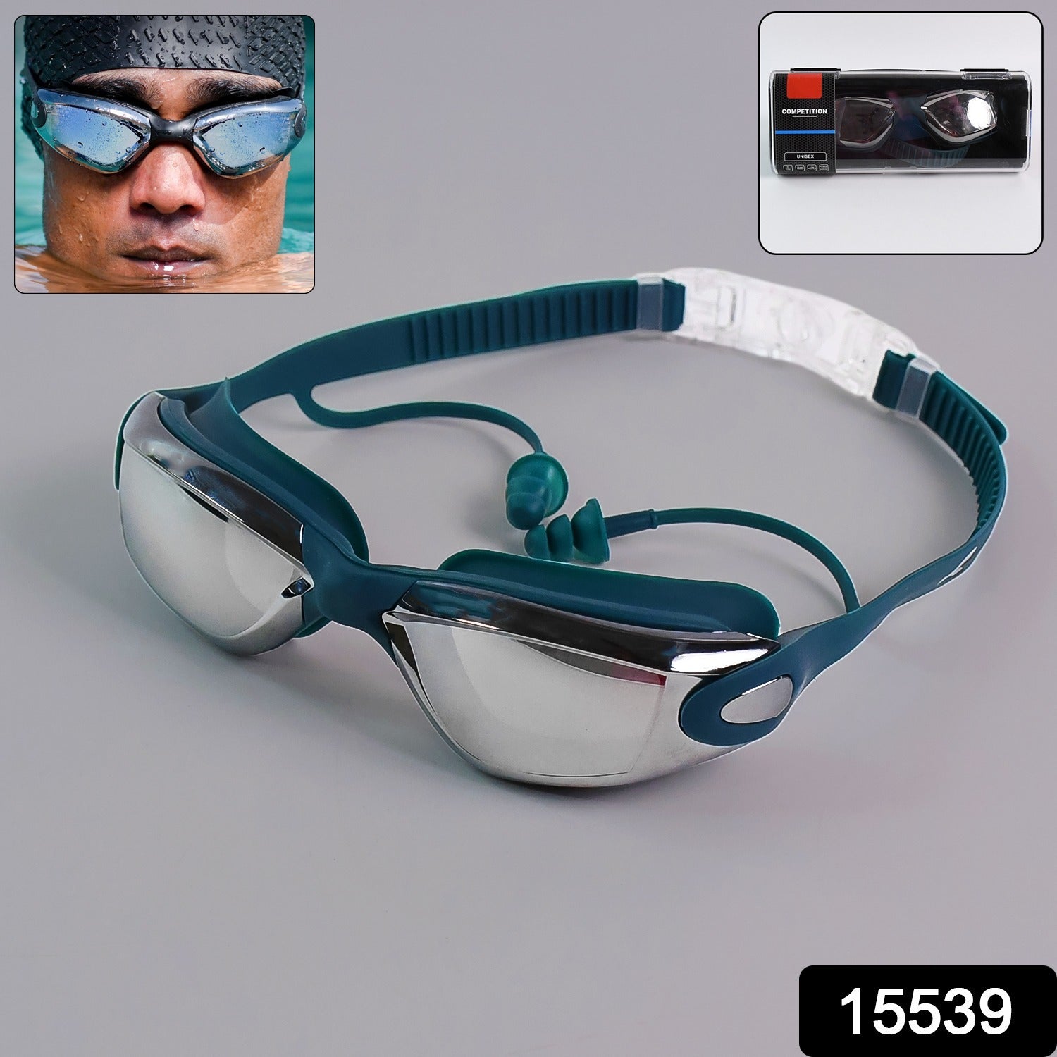 Knx Professional Anti-Fog UV Protection Swimming Goggles with Mirrored Lenses and Earplugs Knx Professional Anti-Fog UV Protection Swimming Goggles with Mirrored Lenses and Earplugs